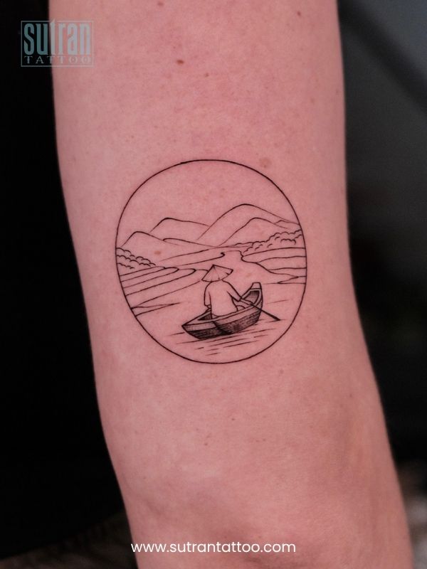 Fine Line Landscape Tattoo