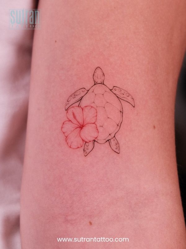 Fine Line Turtle Tattoo