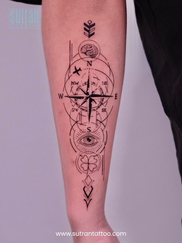 Geometric Compass Tattoo