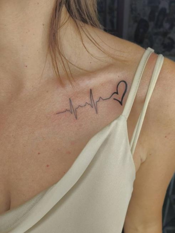 Double heartbeat tattoo on shoulder shows love