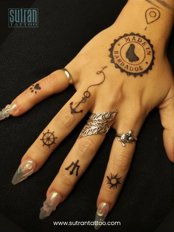 back of hand tattoo design