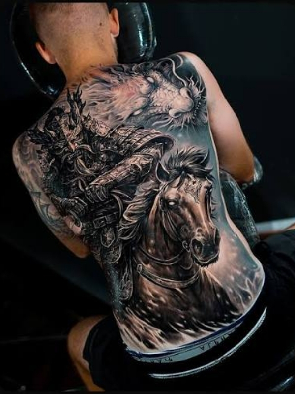 Horse tattoo on back or side