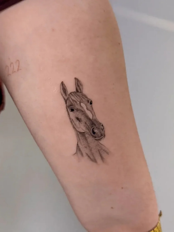 Mini horse tattoo for men