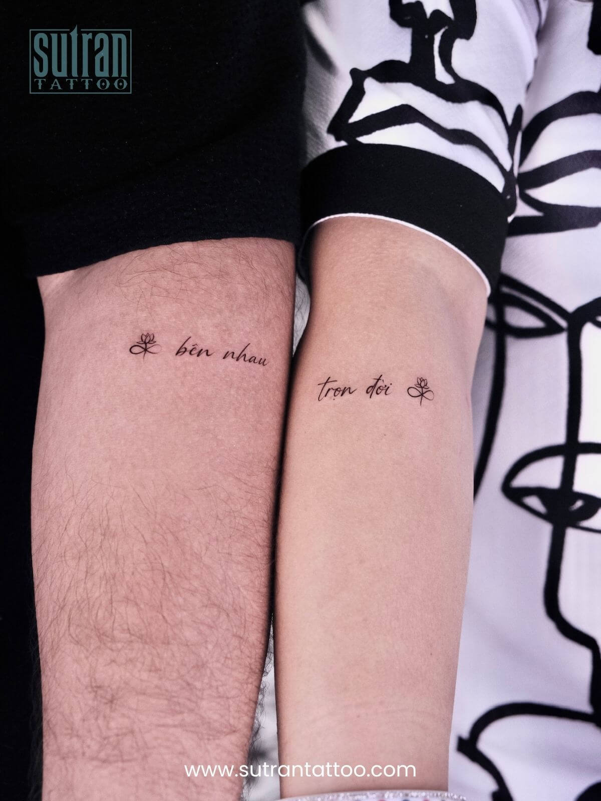 Complementary couple tattoo designs idea