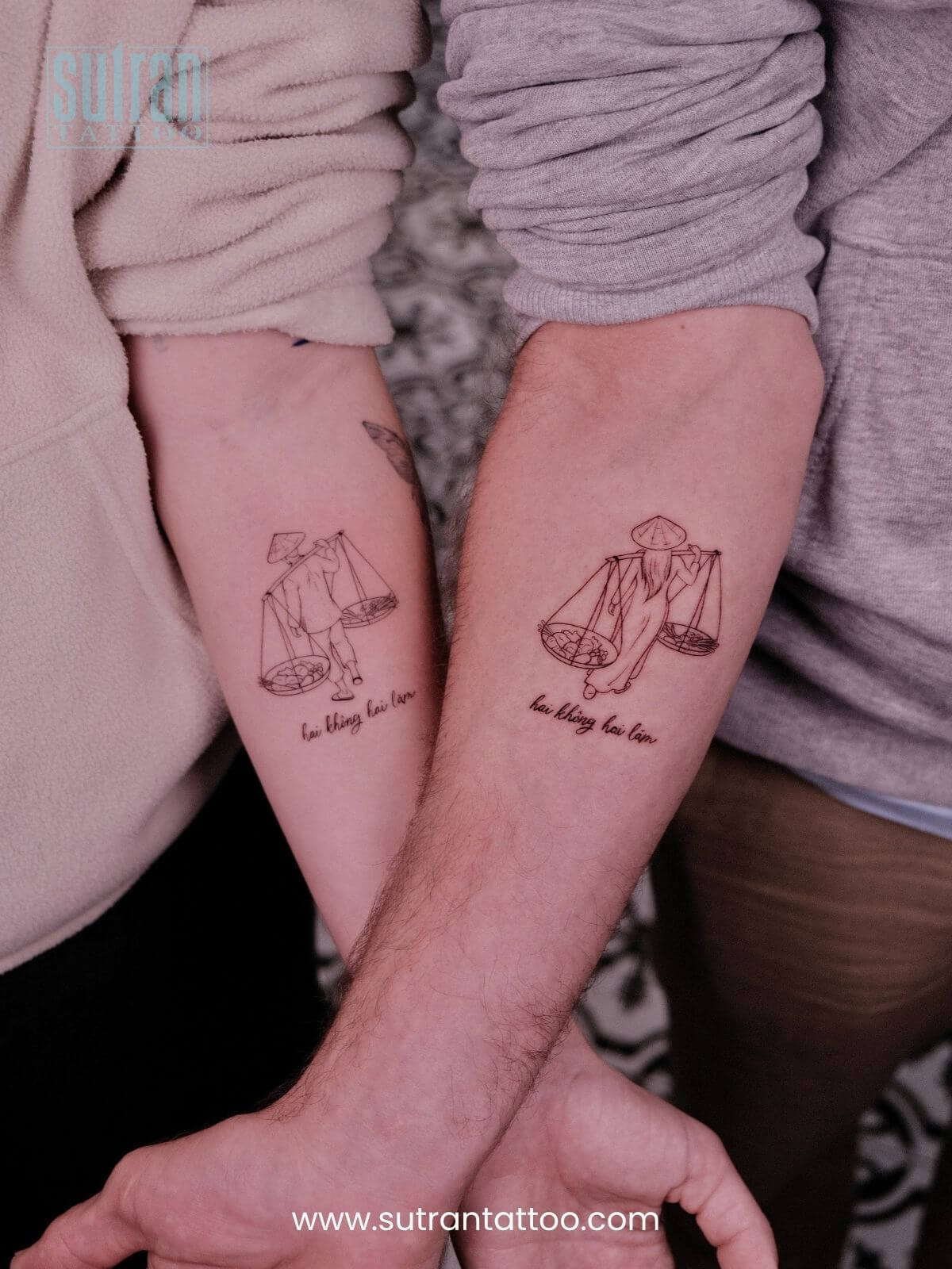 Forearm couple tattoos idea