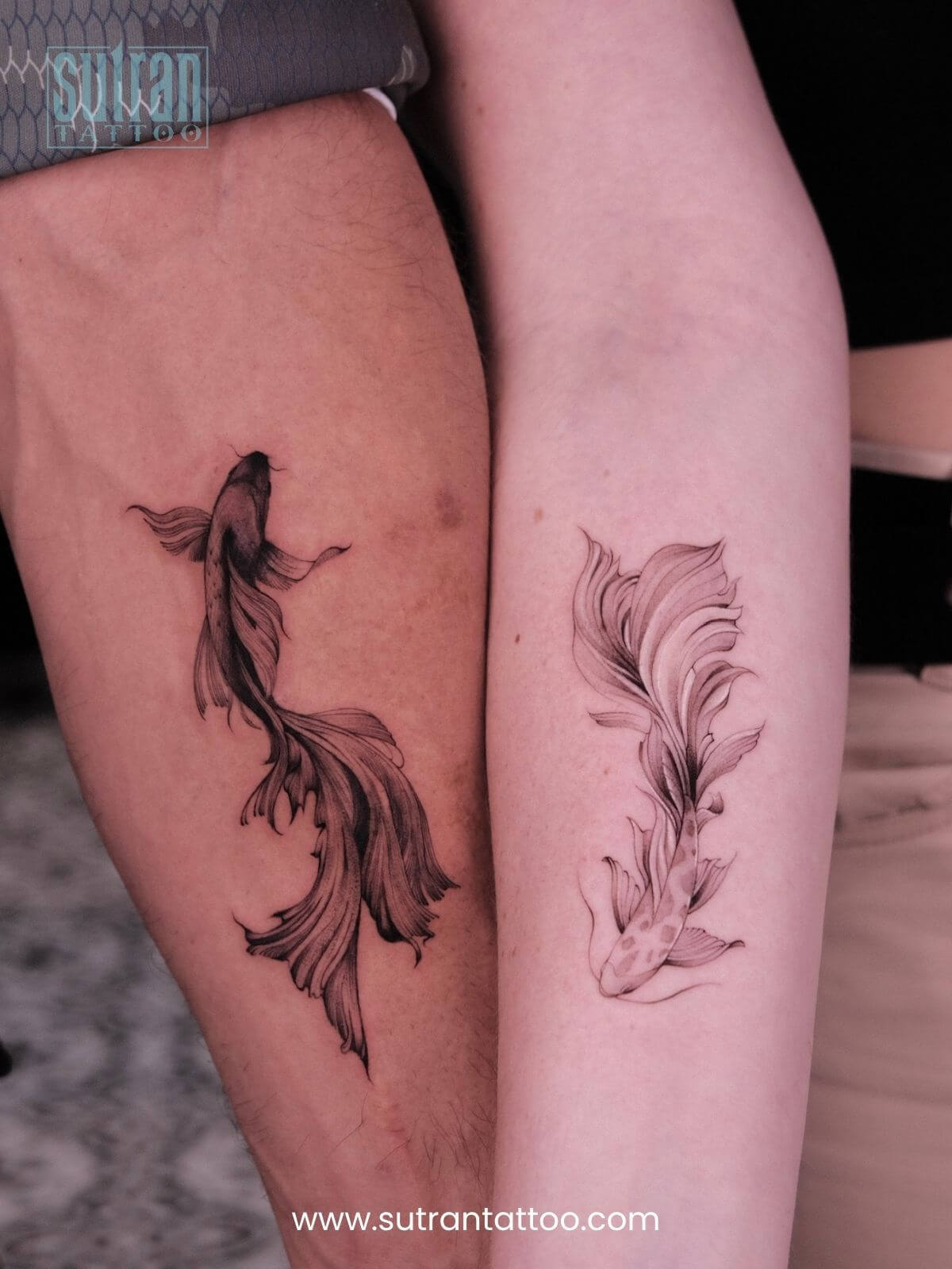 Pet-inspired couple tattoos