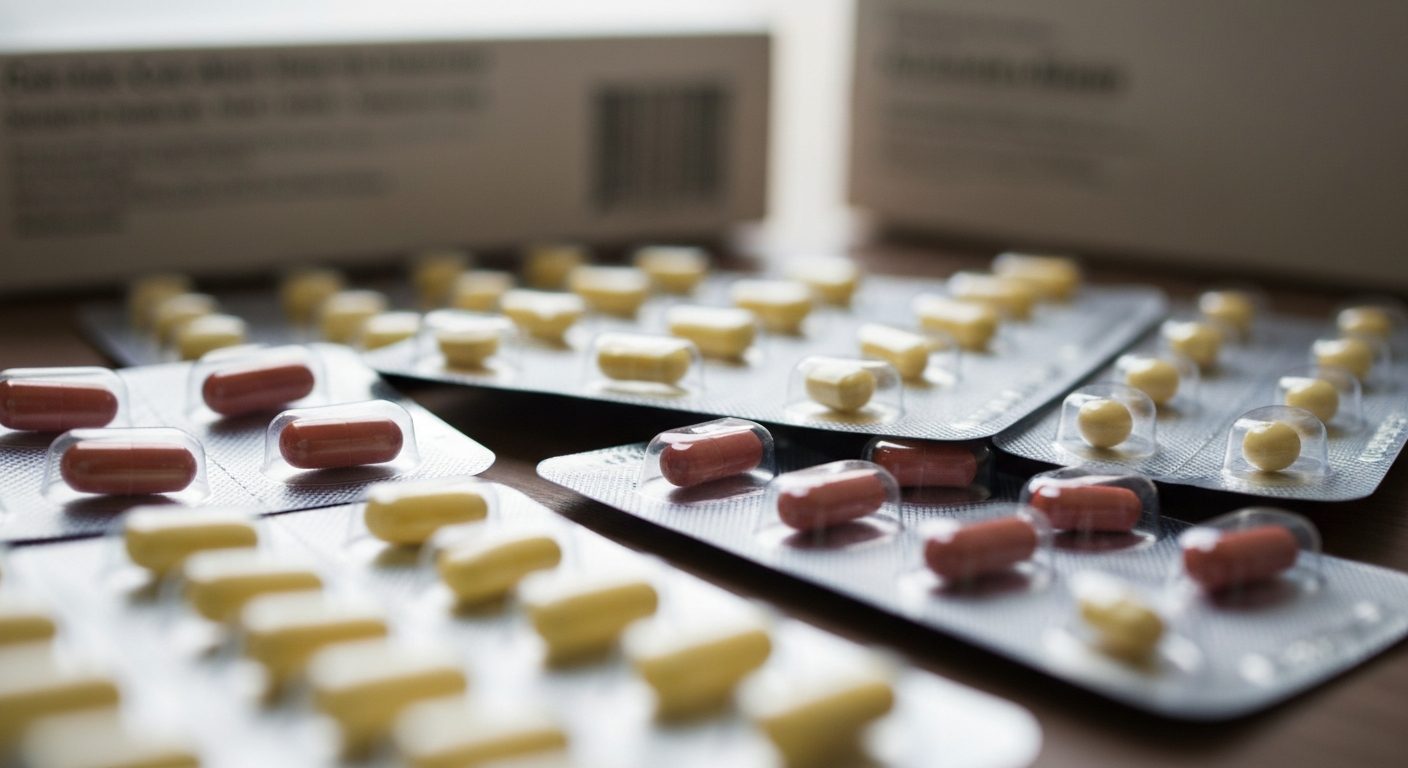 aspirin and ibuprofen pills on table
