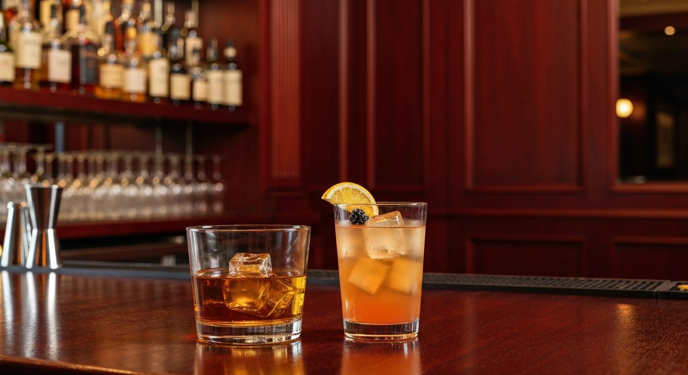 cocktail and liquor bottles on table