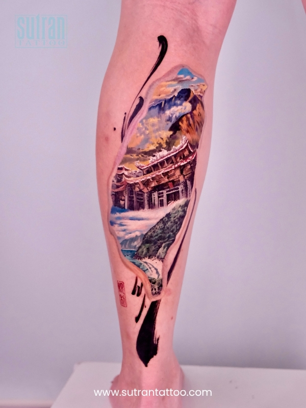 Dry, unmoisturized skin showing flaking during tattoo healing