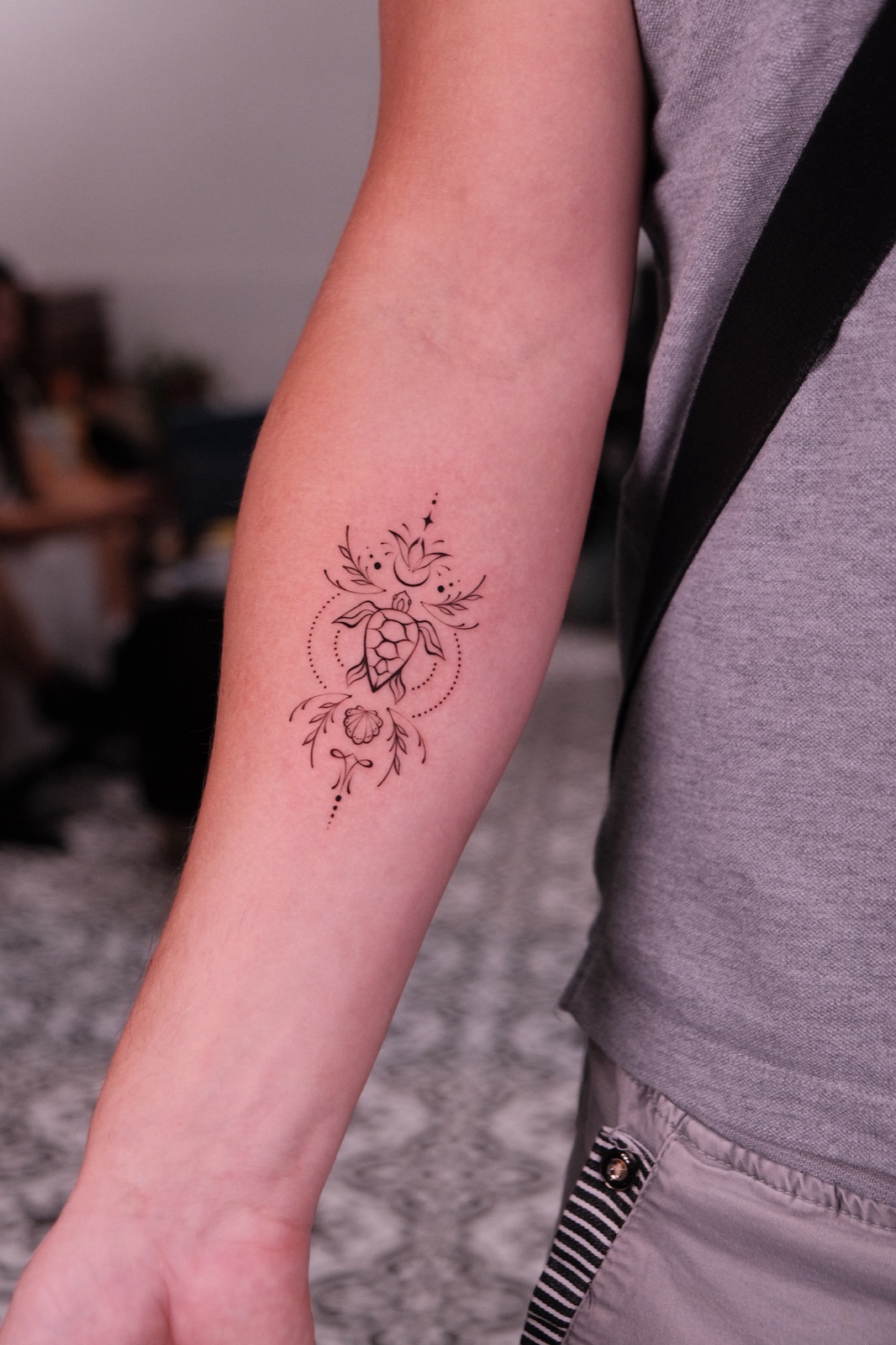Sea Turtle Mandala Tattoo Forearm — Su Tran Tattoo